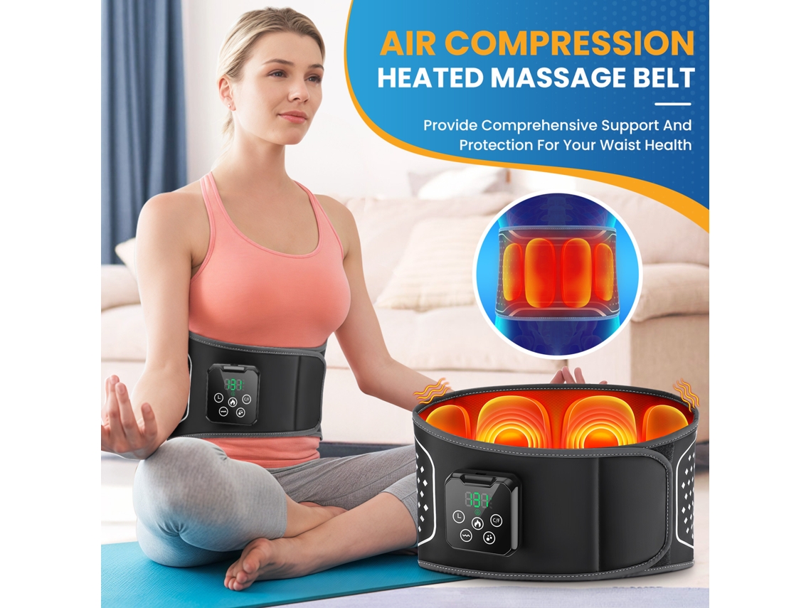 Masajeador de cintura inalámbrico con calefacción, cinturón inflable, alivia el dolor, masajeador de espalda unisex con acupresión. Sfushos