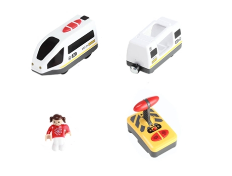 Tren Eléctrico Rc Con Sonido Y Luz de Carro, Camión Expreso, Riel de Madera En Forma Blanco