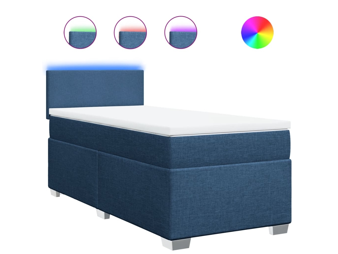 Maison Exclusive - Cama Box Spring Con Colchón Tela Azul 80x200 Cm