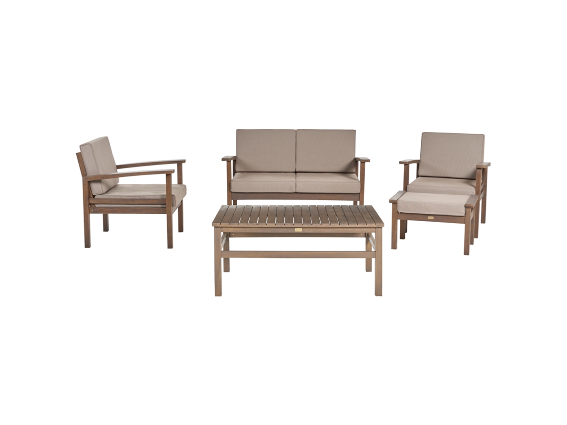 Conjunto de jardín 4 plazas de madera de acacia certificada oscura/gris pardo BELIANI Manila