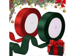 Omni-cinta De Seda Roja Y Verde Oscuro Para Regalos Navideños, Manualidades Y Decoraciones, 2 Rollos De 2cm De Ancho