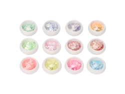 Rebe - 12 cajas de lentejuelas para decoración de uñas, purpurina en polvo para manicura (hazlo tú mismo)
