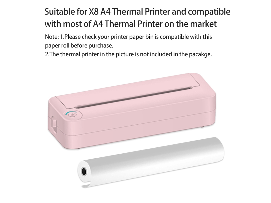 Papel Térmico A4, 5 Rollos, 6 M, Sin Bpa, Para Impresoras Térmicas Portátiles, Alta Calidad.