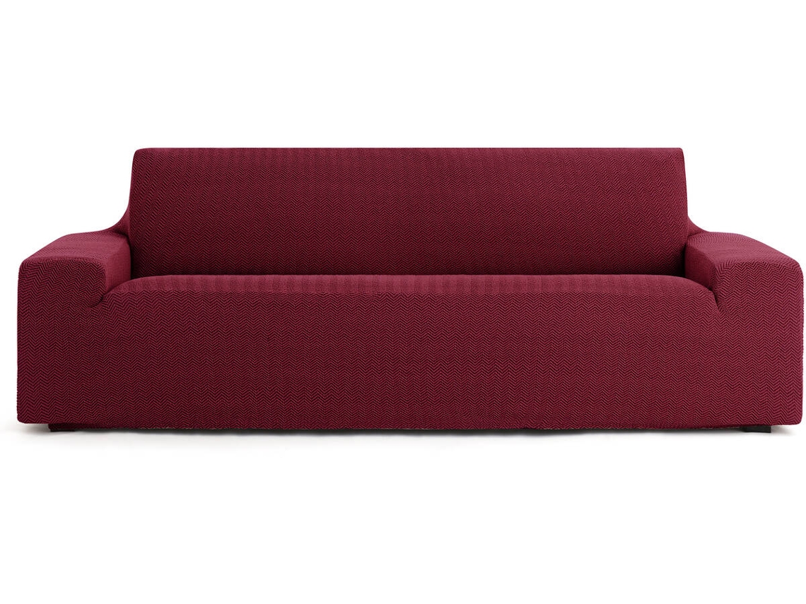Funda de Sofá 4 Plazas EYSA Premium Jaz Tejido Multielástico (290 x 70 x 120 cm - Poliéster y Algodón - Burdeos)