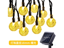 Guirnalda de luces solares con LED, diámetro exterior de 18 mm, luz cálida, 100 luces, 12 m, 8 modos, Chennnls
