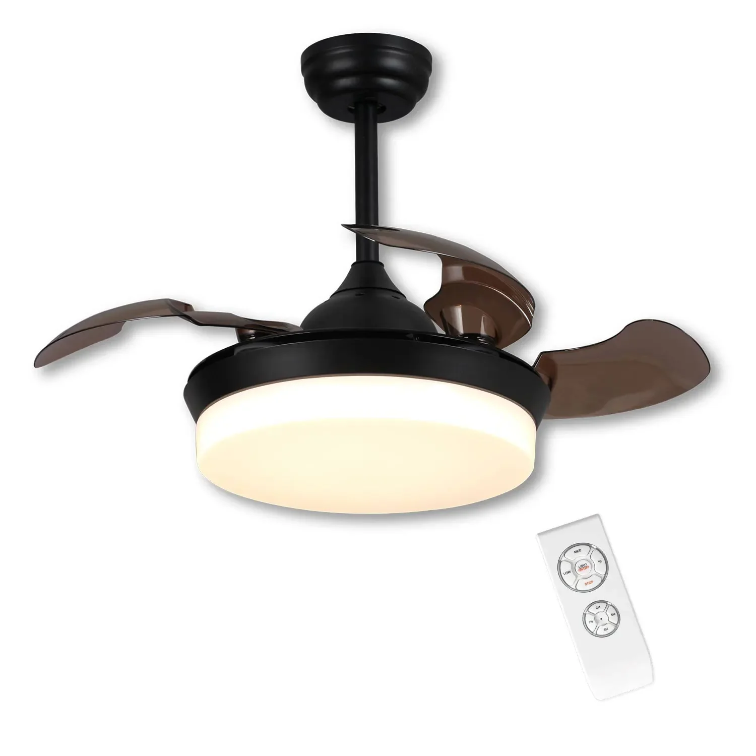 Ventilador de Techo Led 36 W Regulable Negro Solvig LÚZETE