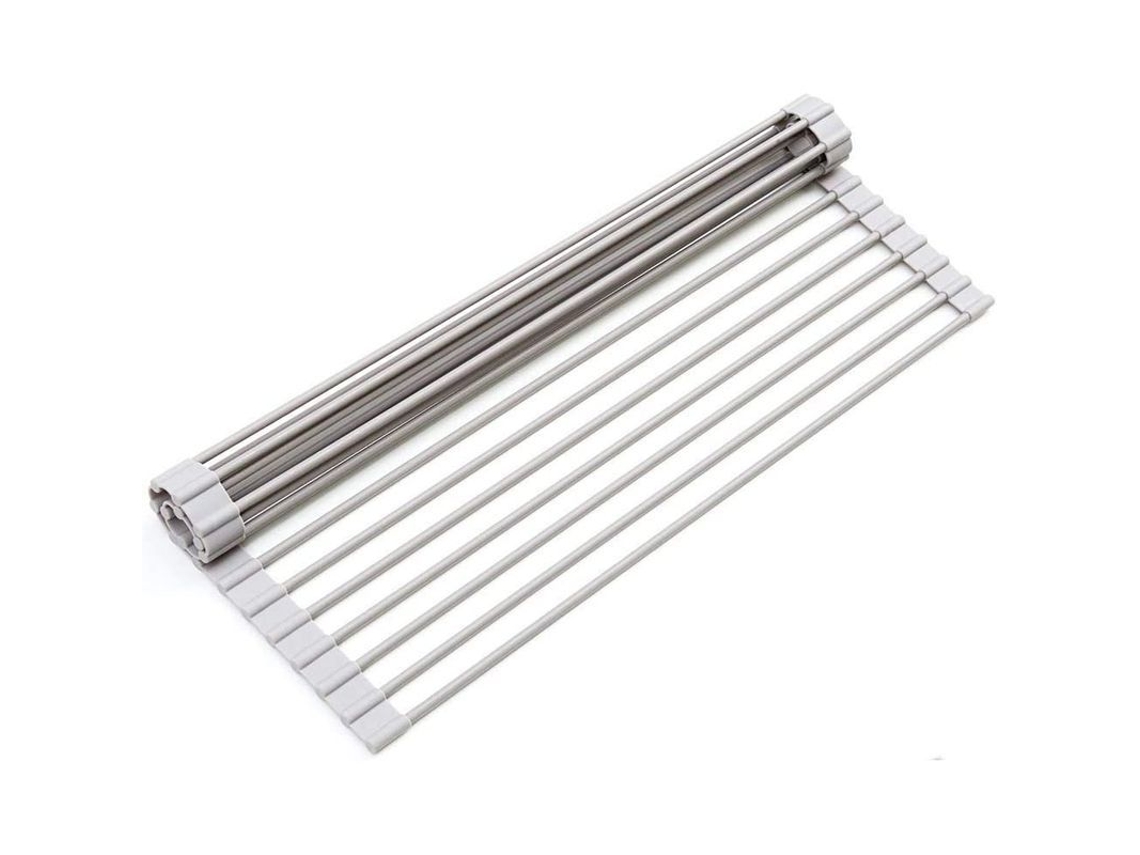 Escurridor De Platos Enrollable Grande De 20,5 Pulgadas Para Una Cocina Versátil - Gris