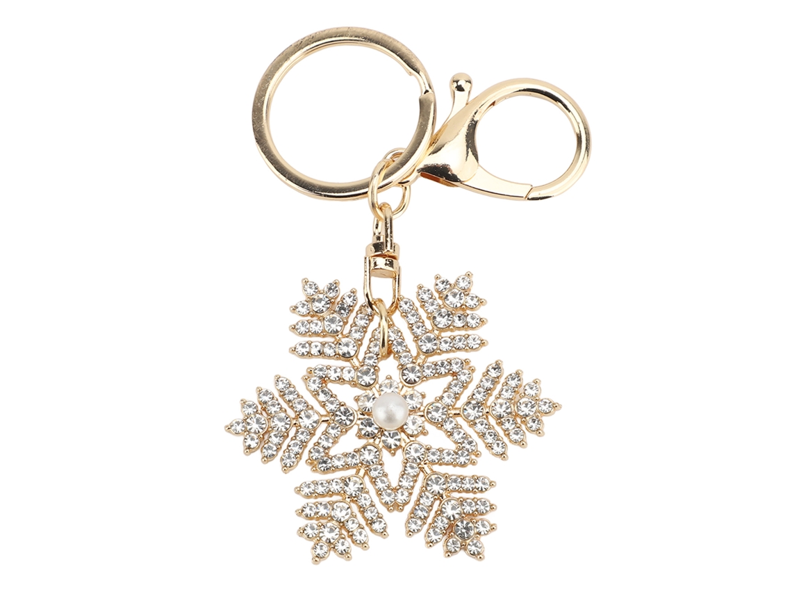 Llavero De Copo De Nieve Con Brillantes Diamantes De Imitación, Bonito, Versátil, Para Bolso, Blanco.