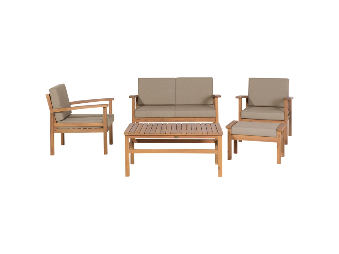 Conjunto de jardín 4 plazas de madera de acacia certificada clara/gris BELIANI Manila