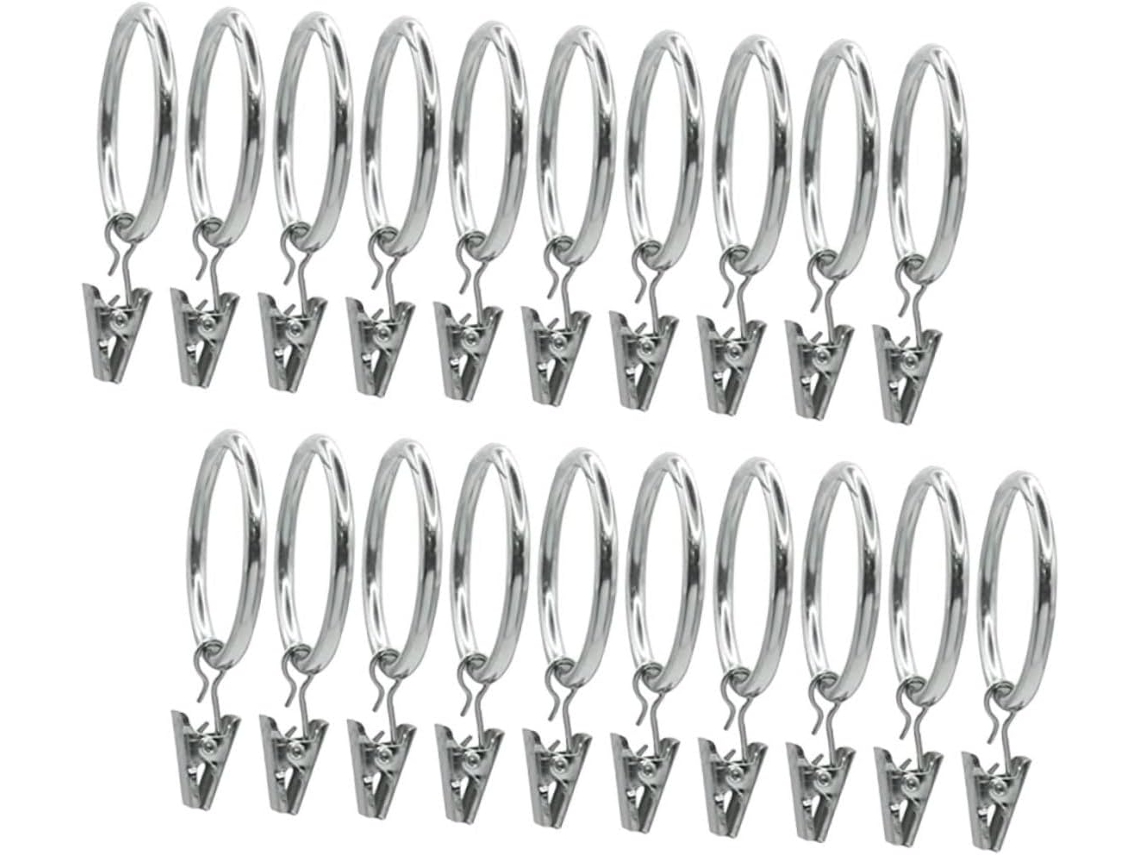 20piezas Anillos De Cortina De Acero Inoxidable Anillos Redondos Con Clips Para Cortinas De Ventana Baño Y Salón Anillas De Plateadas