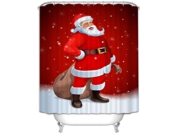 2026-cortina De Ducha Navideña De Tela Impermeable Santa 180x180cm De Poliéster Con Hebillas Bronceadas Lavable A Máquina