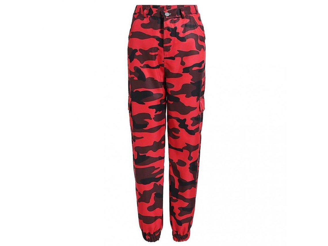 2026-13087-pantalones Cargo Camuflaje Para Mujer Estilo Hip Hop Baggy Con Bolsillos Elásticos En Tobillos 2xl Borgoña