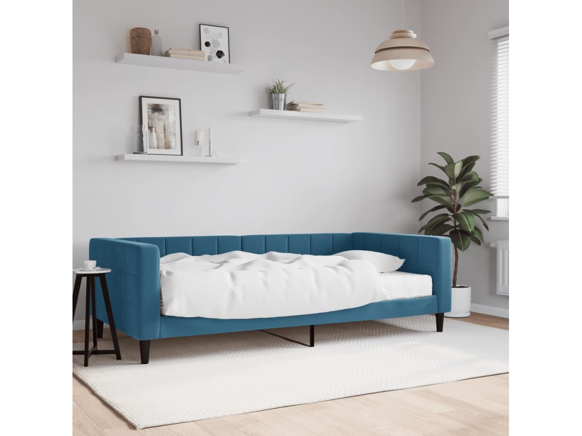 Sofá Cama Con Colchón Terciopelo Azul 100x200 Cm