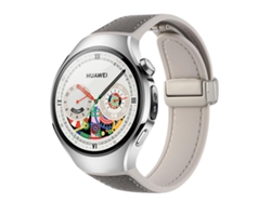 Bracelete Para Huawei Watch 5 (46mm) - Silicone E Couro Híbrido - Fivela Magnética Cinza Lichia Granulada Starlight
