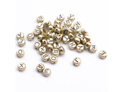 100 Cuentas Redondas Acrílicas Con Letras Rusas De 4*7 Mm Para Bisutería Diy (doradas)