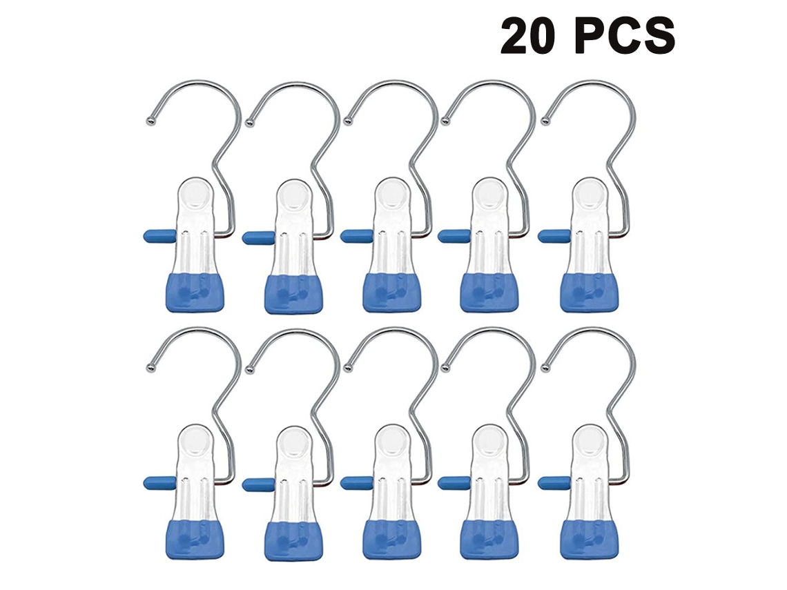 Paquete de 20 ganchos de acero inoxidable para colgar calcetines, toallas, ropa interior, sombreros, bufandas, pantalones y ropa de bebé.