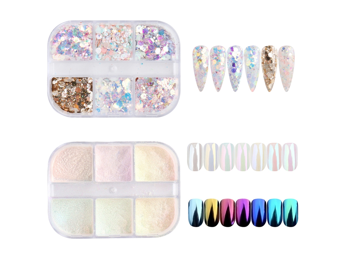 Juego De Uñas Postizas Cromáticas Chic Ice, Uñas Postizas De Cromo Blanco Perlado, Diseño Cuadrado Para Ocasiones Versátiles.
