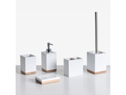 Juego de artículos de baño estilo minimalista Beliani de poliresina tapizada en blanco