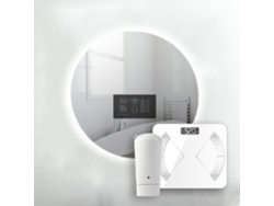 Espejo de baño redondo 60 Ø LED retroiluminado con pantalla táctil de 10,5 Báscula biométrica y sensor de piel