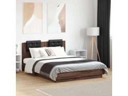 Cama Con Cabecero Madera De Ingeniería Marrón Roble 120x190 Cm