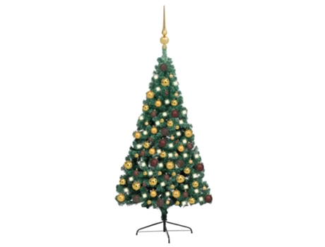 Medio árbol de Navidad VIDAXL con luces y bolas verde (180 cm)