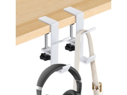 Set 2 Ganchos Blancos Ajustables Debajo Mesa, Compatible Tablero 1-5cm, Para Auriculares, Bolsos Y Carteras