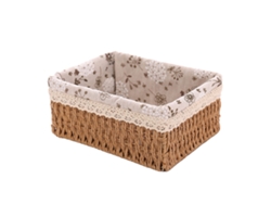 Cesta de almacenamiento tejida a mano, estilo rural, para escritorio, para organizar estantes, dormitorio, baño, tamaño mediano.