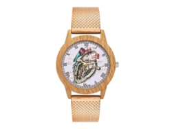 Reloj De Cuarzo Con Correa De Silicona Dial Redondo Grande Numerales Romanos Unisex (oro Rosa)