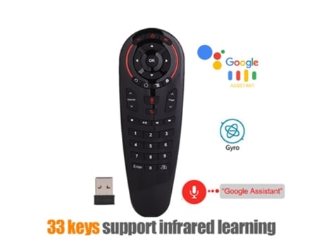G30 control remoto 2.4G inalámbrico Voice Air Mouse 33 teclas IR Learning Gyro Sensing Smart Remote para juego Android TV Box negro