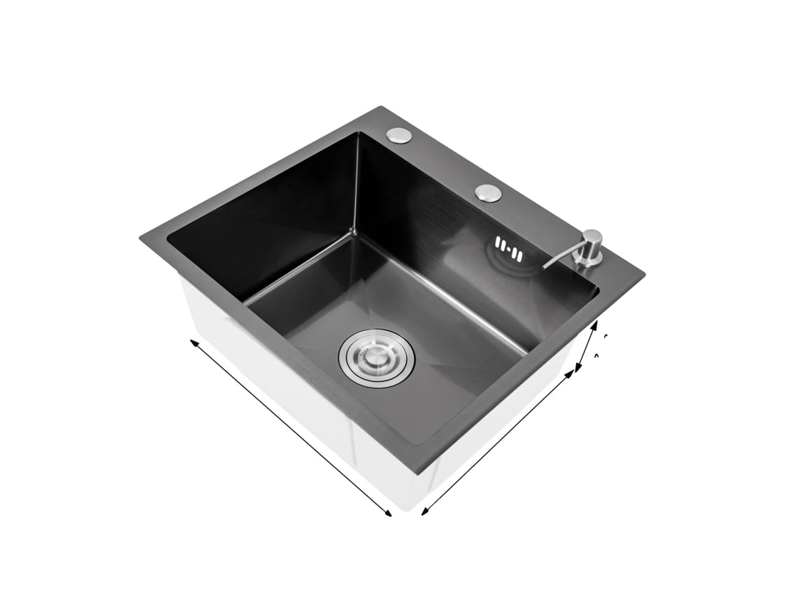 Fregadero de cocina, lavabo grande y profundo, acero inoxidable duradero, negro OEM