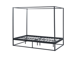 Cama con Dosel Kristianstad [ES.CASA] Metal Negro (206x125x180cm)
