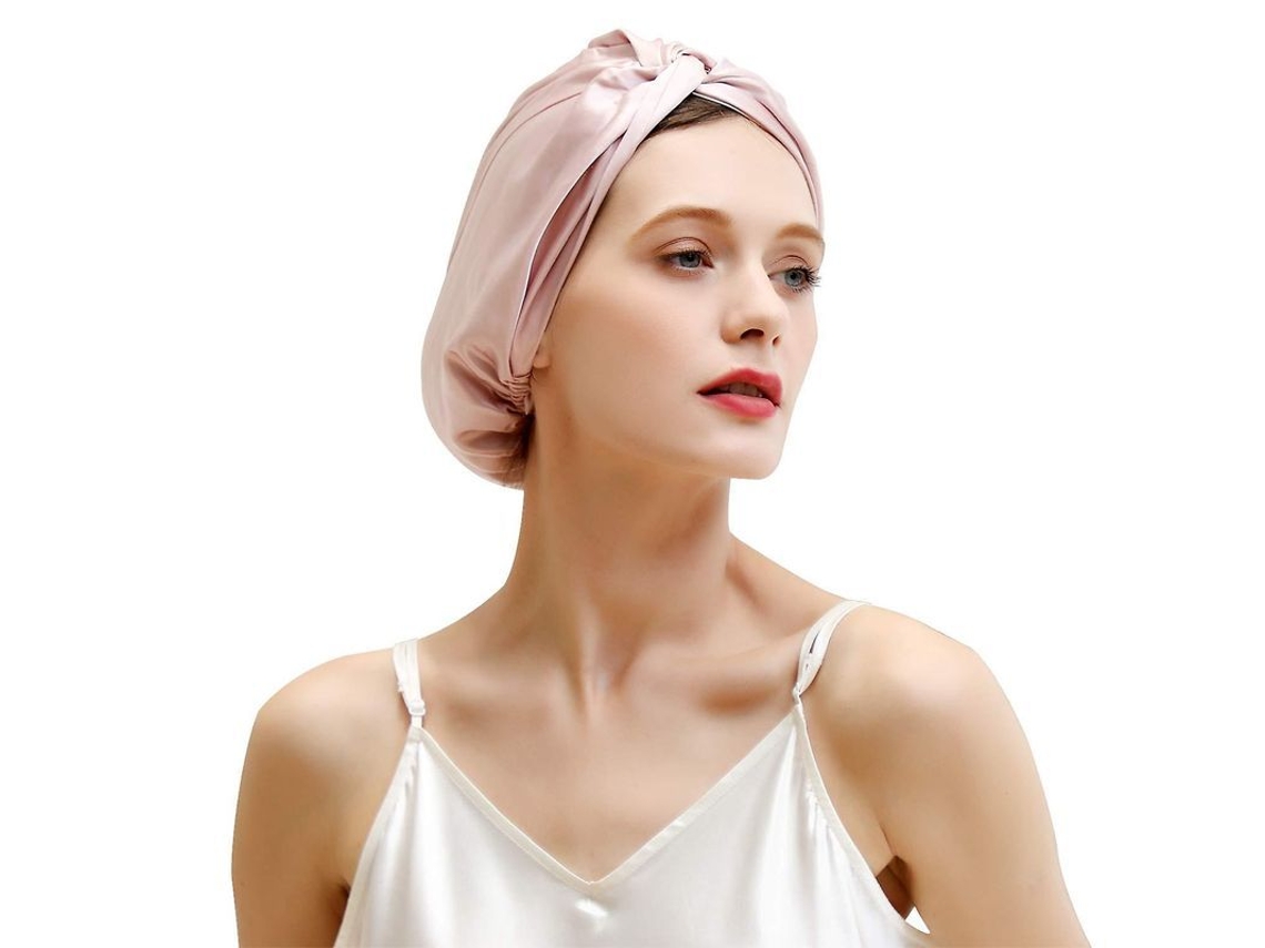 2026-gorra De Seda Natural Para Mujer Cuidado Del Cabello Bonnet Nocturno Con Elástico Suave Y Diseño De Lazo Rosa