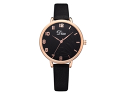 Reloj De Cuarzo Informal Para Mujer Con Correa De Piel Sintética, Estilo Sencillo, Negro.