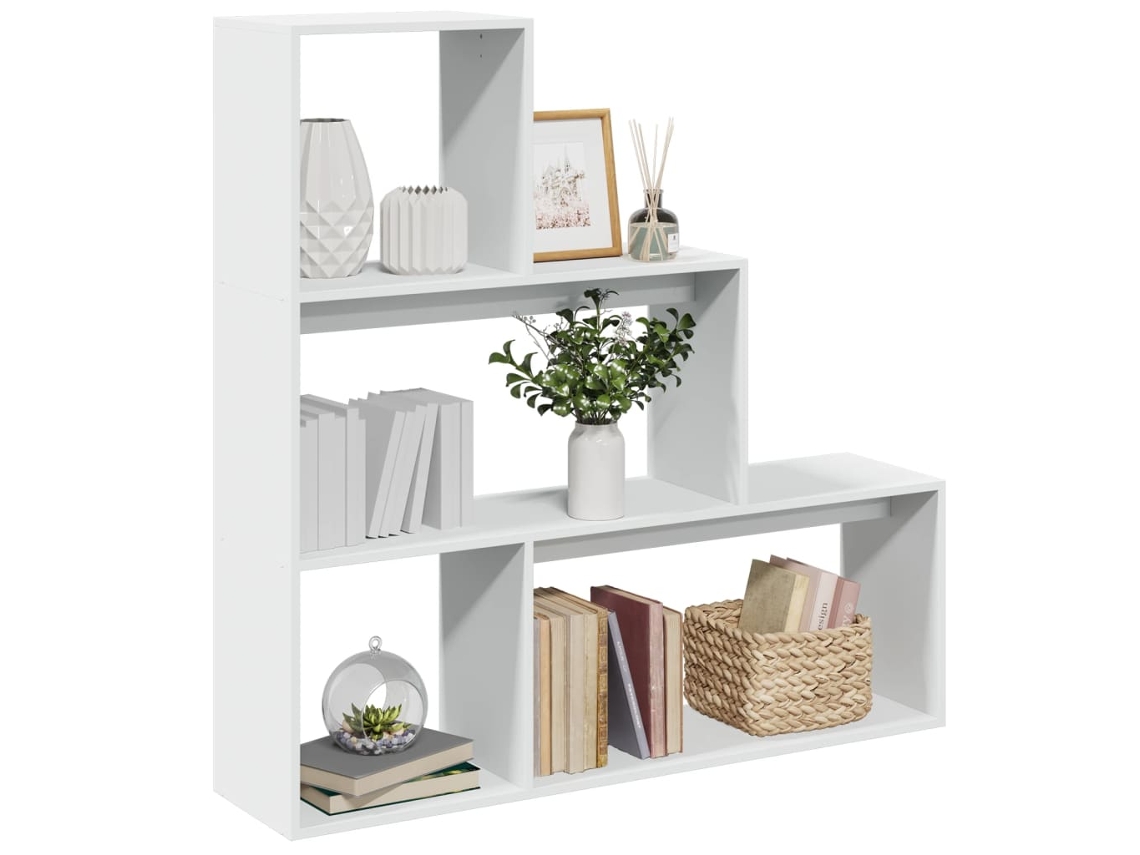 Estantería | Librería | Armario De Libros Divisora 3 Niveles Madera Blanca 123x29x123 Cm