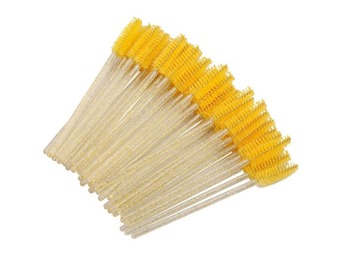 100 Pinceles Desechables De Cristal Para Ojos, Pinceles De Rímel Rosa, Aplicadores De Pestañas