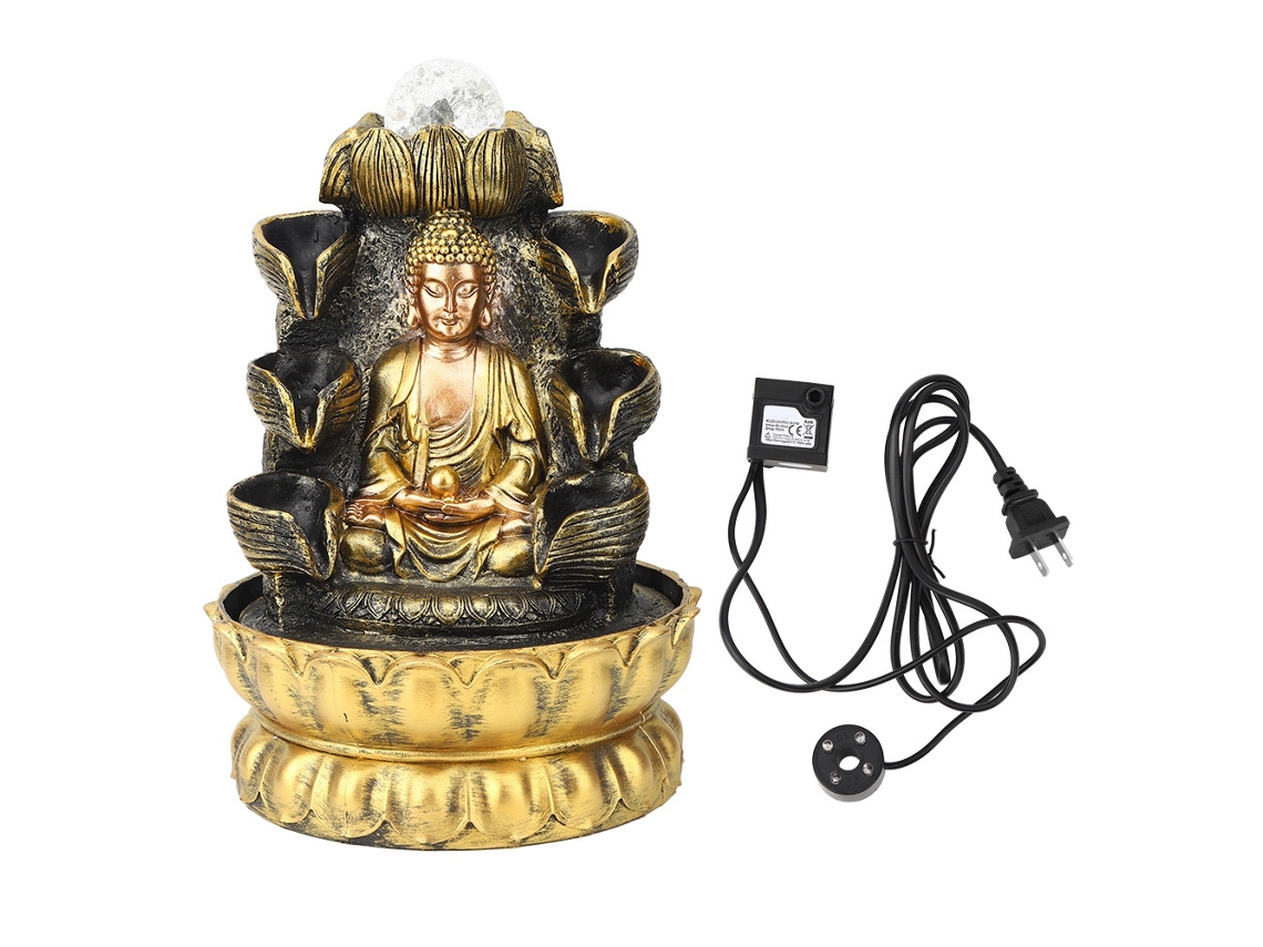 Decoración De Mesa: Fuente De Buda Con Luz Y Bola De Resina Para Uso Doméstico, 110 V, Enchufe Estadounidense.