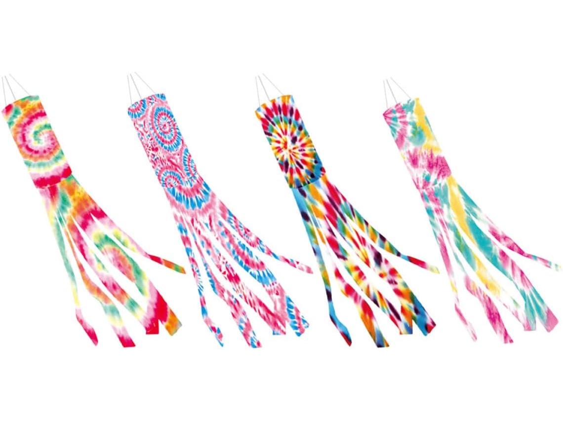 Manga De Viento Tie-dye, 4 Piezas, De Poliéster, Para Jardín, Porche Y Exteriores, Para Decoración Festiva De Jardín