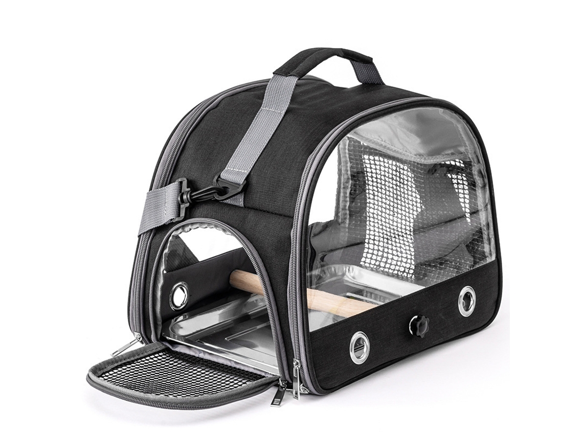 Transportín para loros Digitallab, totalmente ventilado, diseñado para viajar (negro)