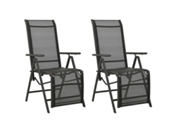 Sillas de jardín reclinables de 2 piezas DKD Home Decor en textileno y aluminio negro
