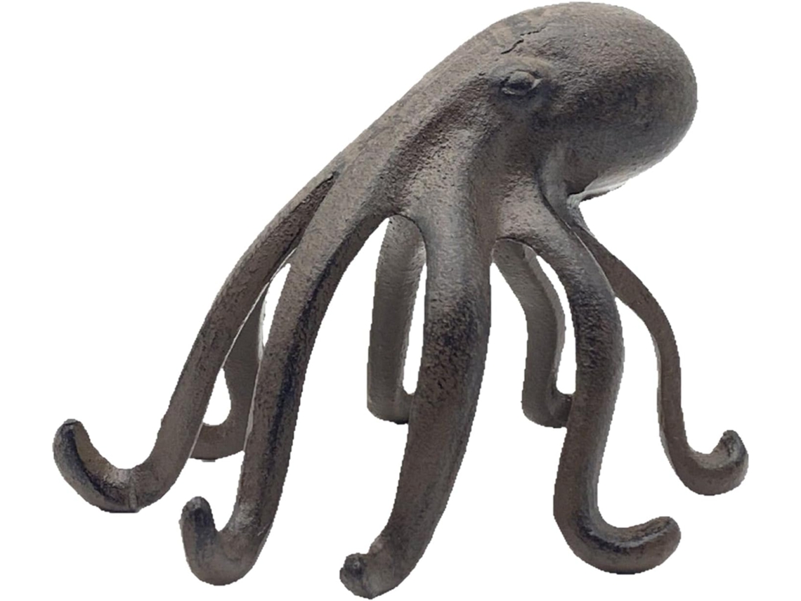 Escultura de pulpo, soporte decorativo de metal para libros y tabletas, estructura de hierro, ideal para sala de estar, biblioteca, dormitorio, 15, 13, 10 GOKOCO