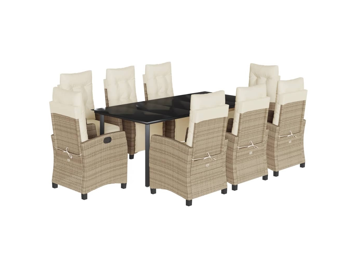 Maison Exclusive - Set Comedor De Jardín 9 Pzas Con Cojines Ratán Sintético Beige