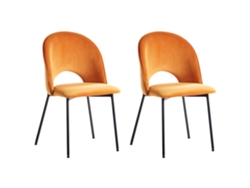 Juego de sillas de diseño BELIANI Covelo de Terciopelo Naranja 46x45x84