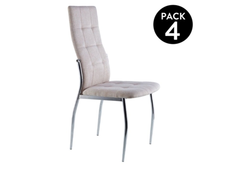 Pack 4 sillas de comedor diana, ABECEDARIO, 44cm (ancho), tejido gris y beige