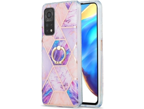 Funda Xiaomi Mi 10T Pro 5G/Mi 10T 5G HFS-HOUSE Mármol con Anillo de Soporte (Morado)