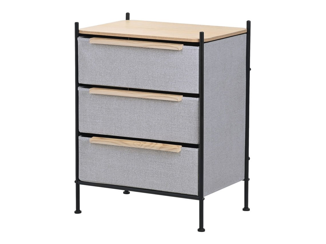 Cómoda Ml-design Con 3 Cajones De Tela Gris 58x78x42,5cm Tablero Mdf Y Estructura De Acero