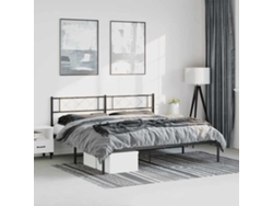 Estructura Cama Sin Colchón Con Cabecero Metal Negro 193x203 Cm