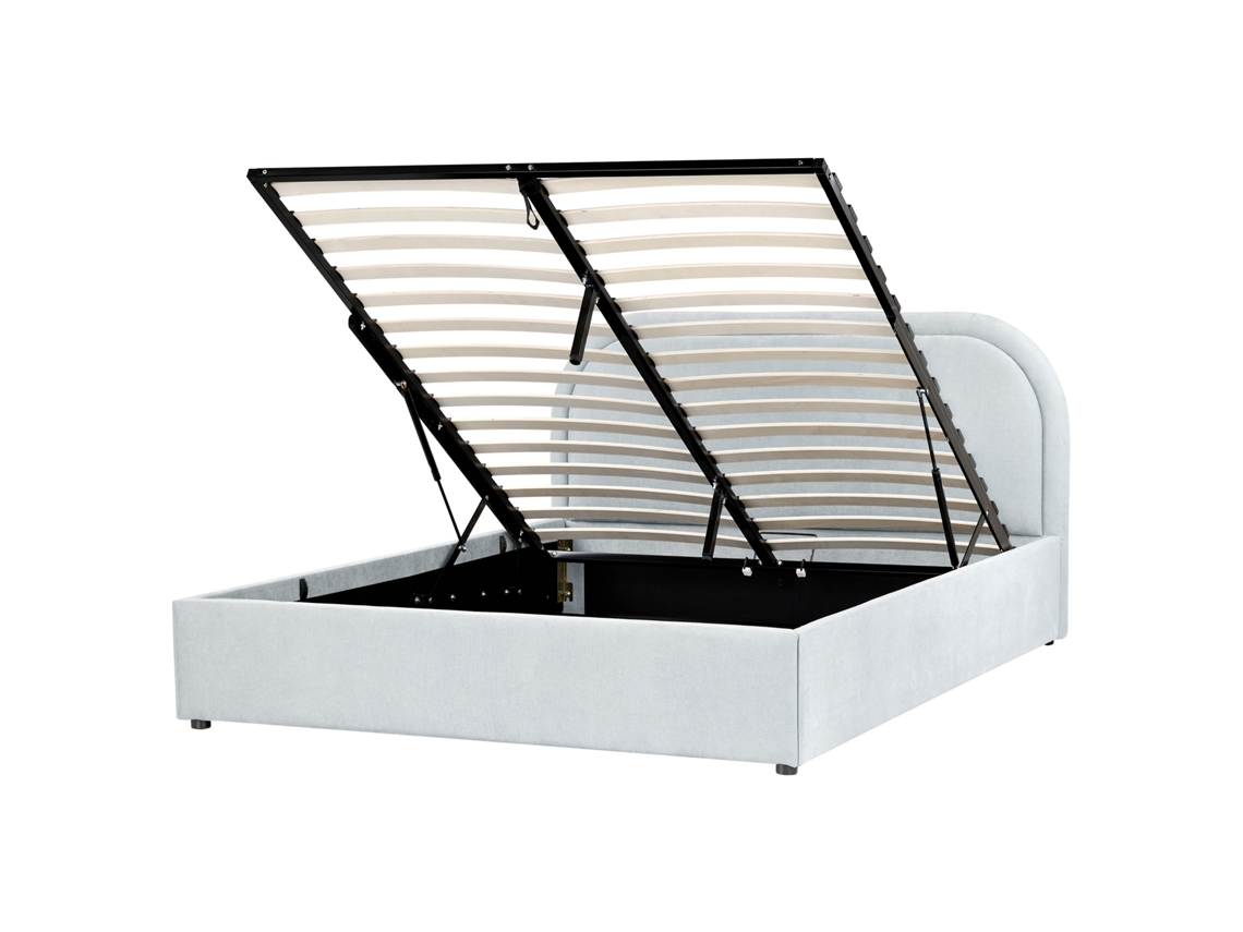 Cama Matrimonial Beliani Quillien De Poliéster Azul 140x200