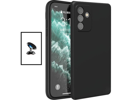 Kit Soporte Magnético de Coche + Carcasa Silicona Líquido para Samsung Galaxy M23 5G PHONECARE Negro