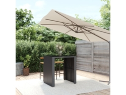 Mesa de bar  Mesa alta con tablero de cristal, 105 x 80 x 110 cm, mimbre, PE negro, WSD913375 Lovely Home