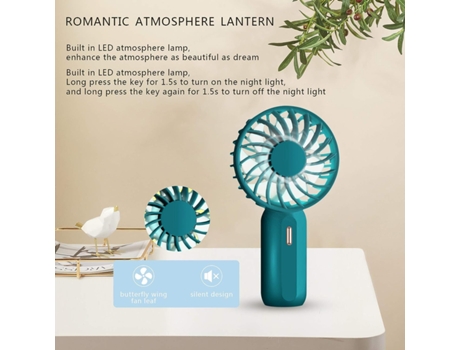 Mini Ventilador USB de bolsillo ajustable de 3 velocidades Recargable por USB Ideal para dormir en viajes de oficina